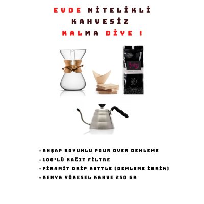 3. NESİL KAHVE DEMLEME SETİ - POUR OVER 5KUPA+FİLTRE+KETTLE+KAHVE