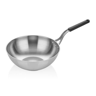 Çelik Wok Tava, Silikonlu Sap 26 Cm