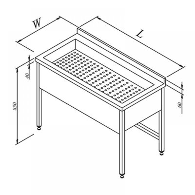 Horecamark Çalışma Tezgahı, Süzme Havuzlu, 160x60 cm