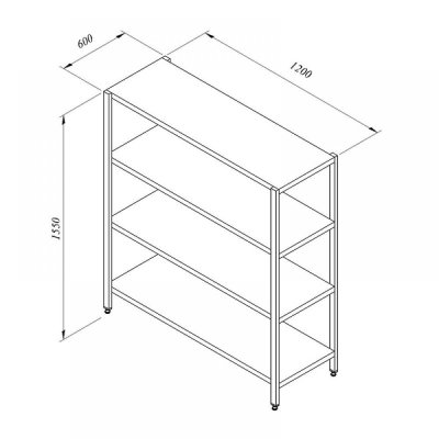 Portashelf İstif Rafı, 4 Düz Tabla, 120x60 cm