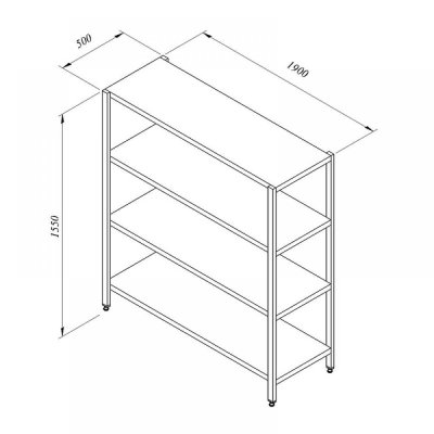 Portashelf İstif Rafı, 4 Düz Tabla, 190x50 cm