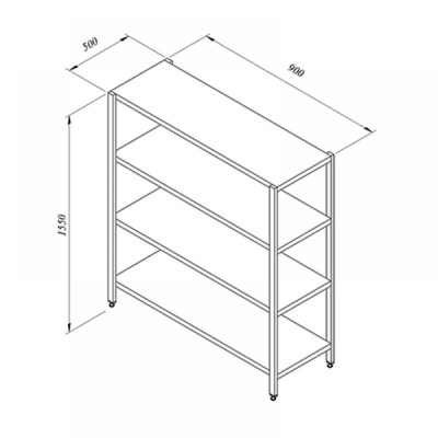 Portashelf İstif Rafı, 4 Düz Tabla, 90x50 cm