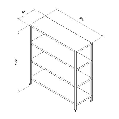 Portashelf İstif Rafı, 4 Düz Tabla, 90x60 cm