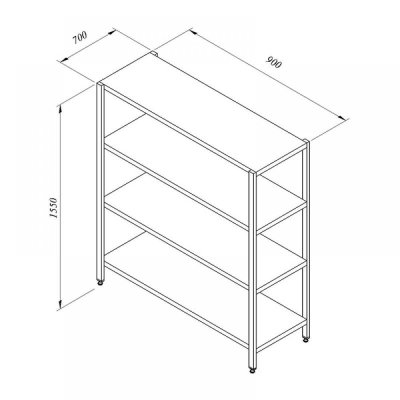 Portashelf İstif Rafı, 4 Düz Tabla, 90x70 cm