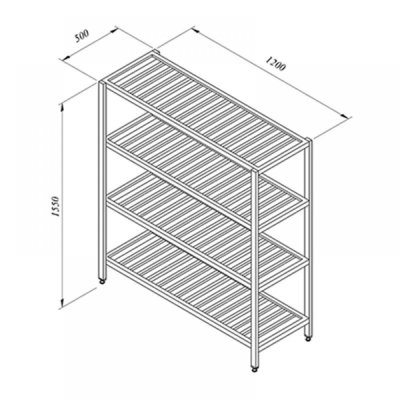 Portashelf İstif Rafı, 4 Izgara Tabla, 120x50 cm