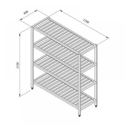 Portashelf İstif Rafı, 4 Izgara Tabla, 120x60 cm