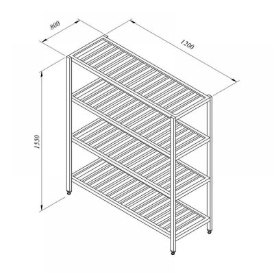 Portashelf İstif Rafı, 4 Izgara Tabla, 120x80 cm