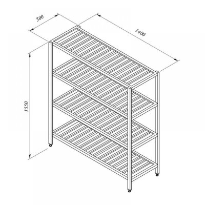 Portashelf İstif Rafı, 4 Izgara Tabla, 140x50 cm