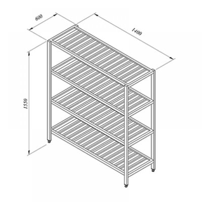 Portashelf İstif Rafı, 4 Izgara Tabla, 140x60 cm