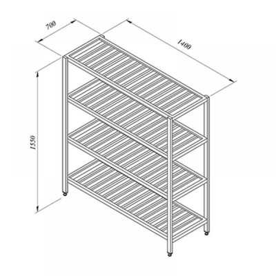 Portashelf İstif Rafı, 4 Izgara Tabla, 140x70 cm