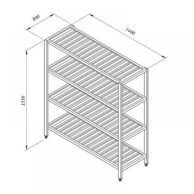 Portashelf İstif Rafı, 4 Izgara Tabla, 140x80 cm