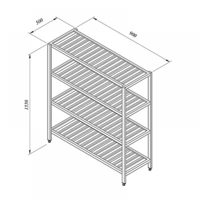 Portashelf İstif Rafı, 4 Izgara Tabla, 90x50 cm