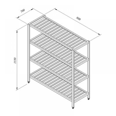 Portashelf İstif Rafı, 4 Izgara Tabla, 90x70 cm