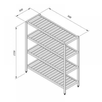 Portashelf İstif Rafı, 4 Izgara Tabla, 90x80 cm