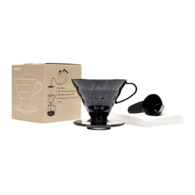 Hario VD-02TB-UEX V60 02 Siyah Şeffaf Plastik Dripper ve 40’lı Filtre Kağıdı Seti